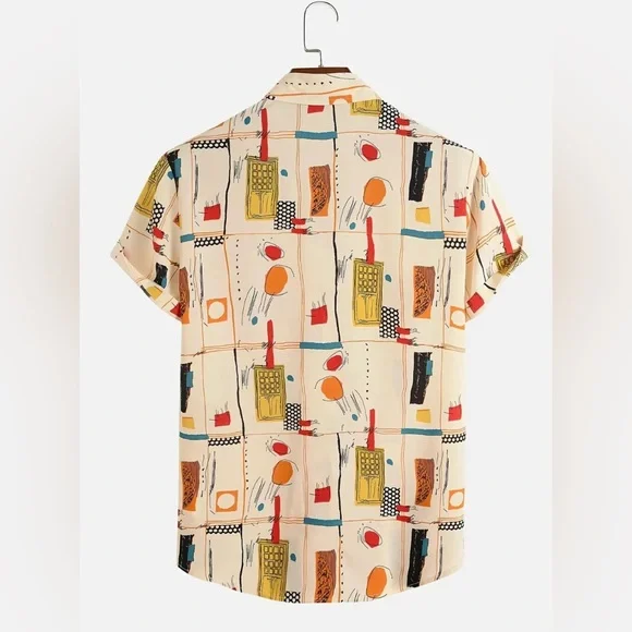 Mens All Over Graffiti Print Street Short Sleeve Shirt Size Small NWT - Picture 4 of 7